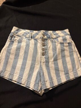 Rewash Blue and White Vertical Stripe Denim Shorts